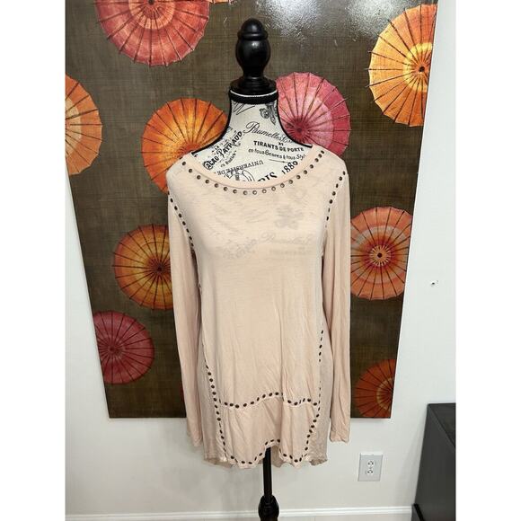 Michael Stars Pink Studded Tank Mini Dress w/Handkerchief Hemline Boho Chic OS - Picture 1 of 5